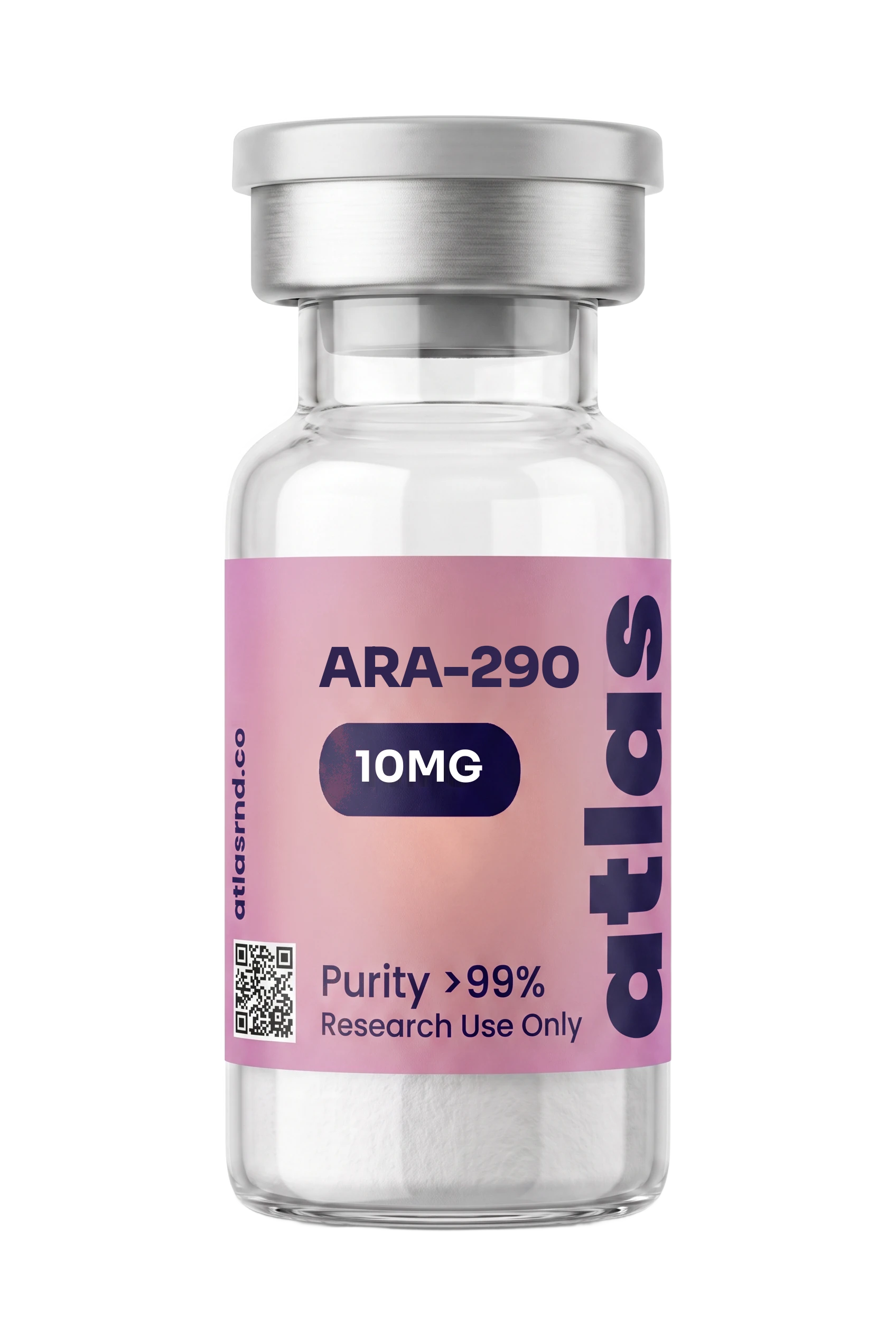 ARA-290 research vial, studio product photo