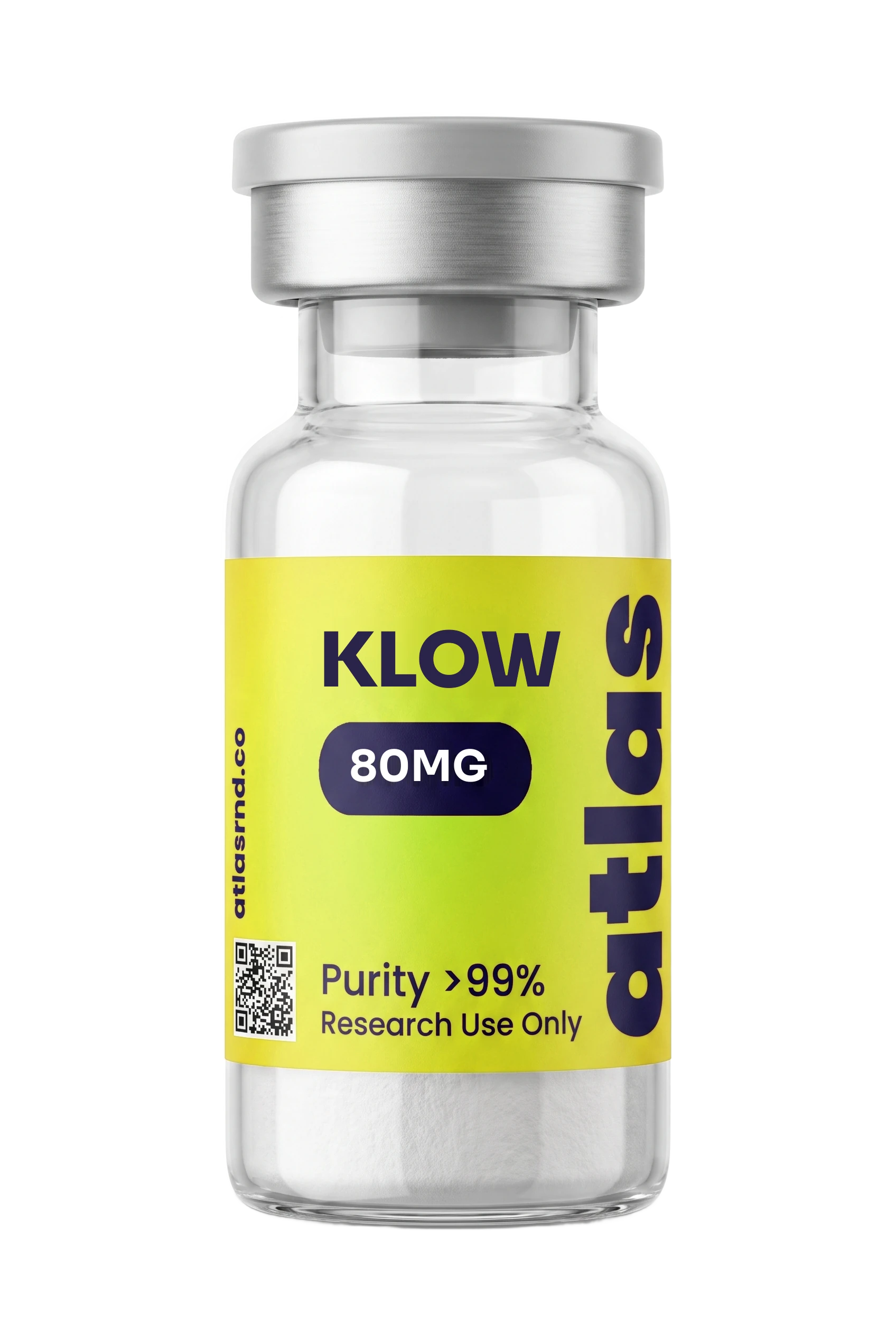 KLOW research vial, studio product photo
