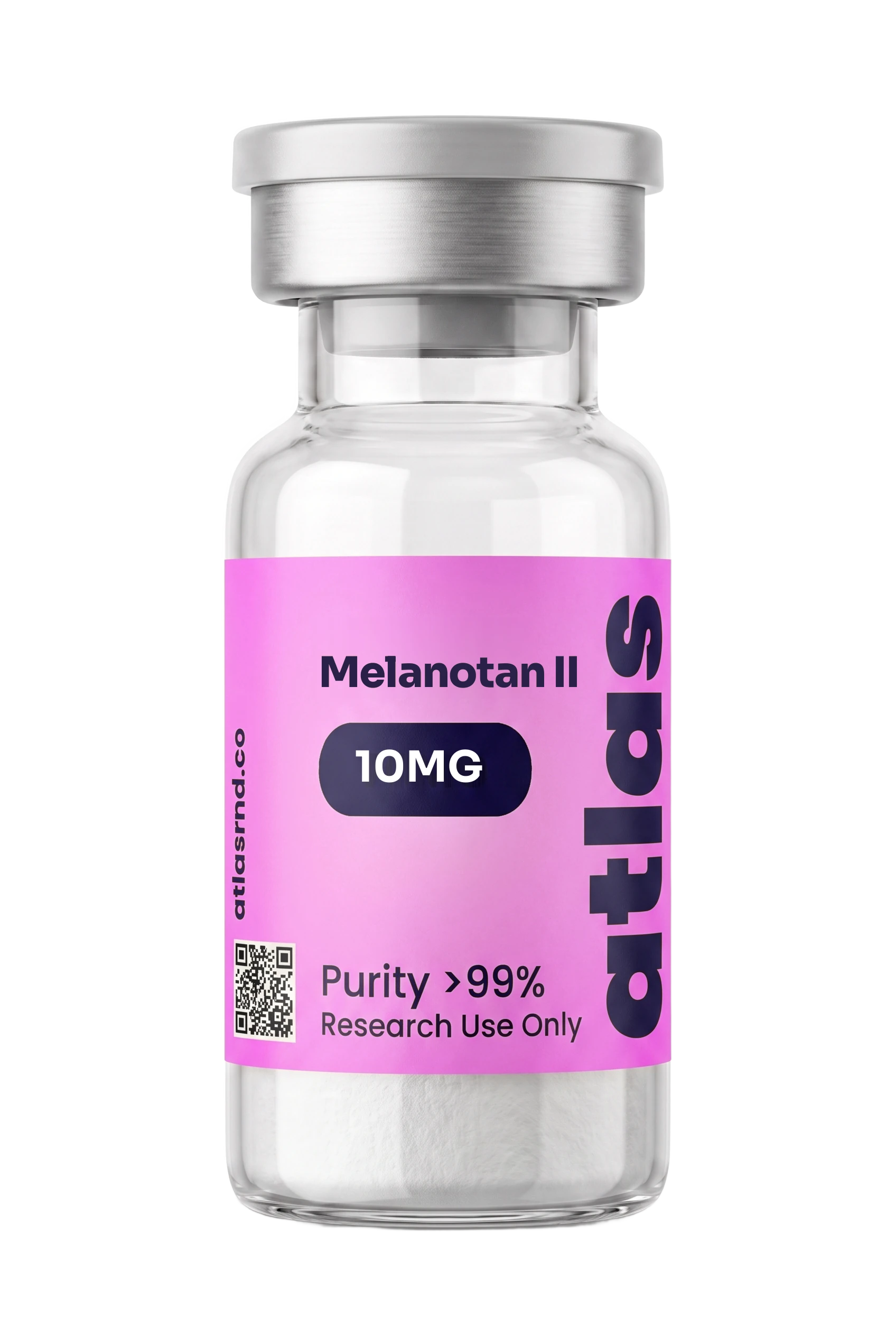 Melanotan II research vial, studio product photo