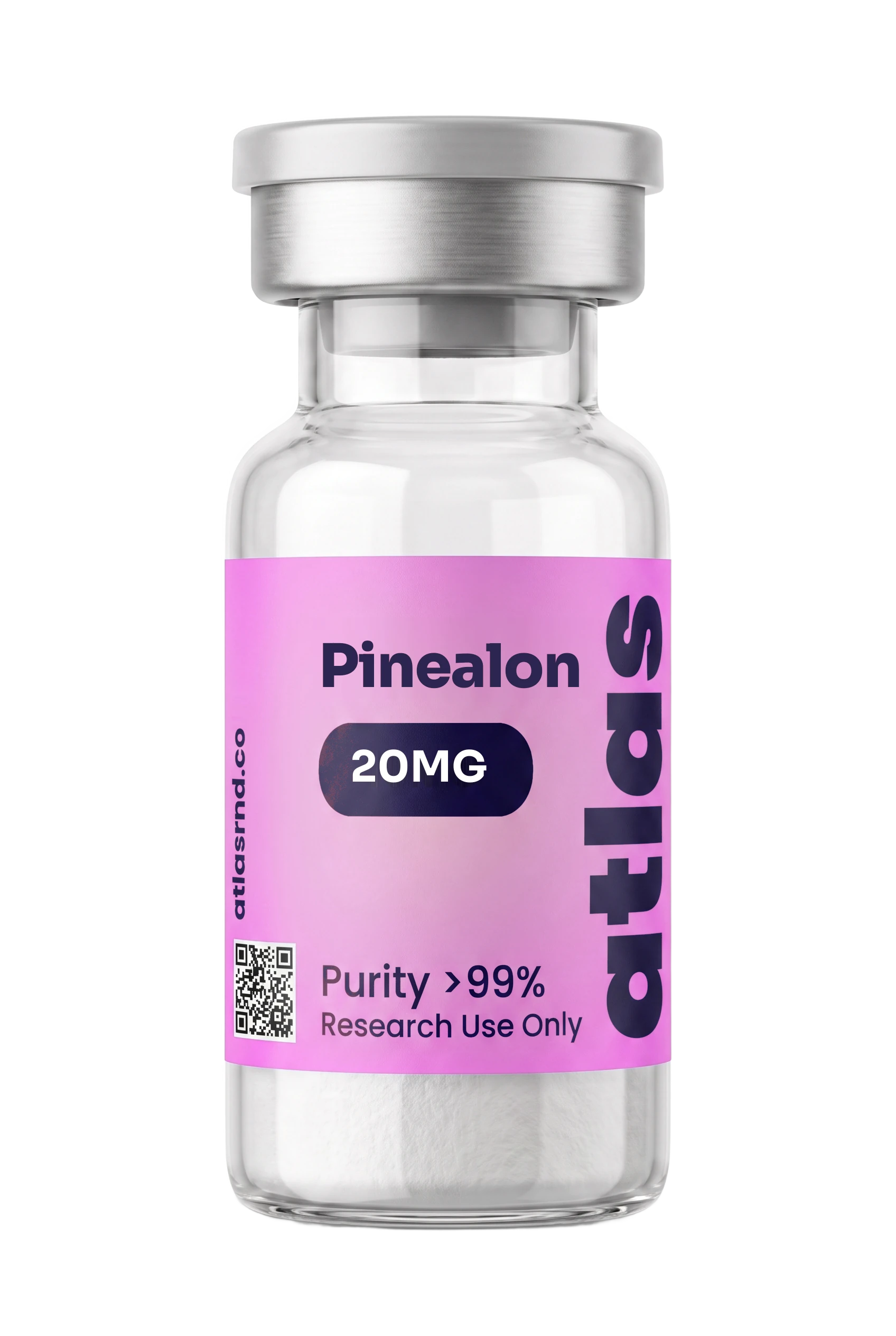 Pinealon research vial, studio product photo
