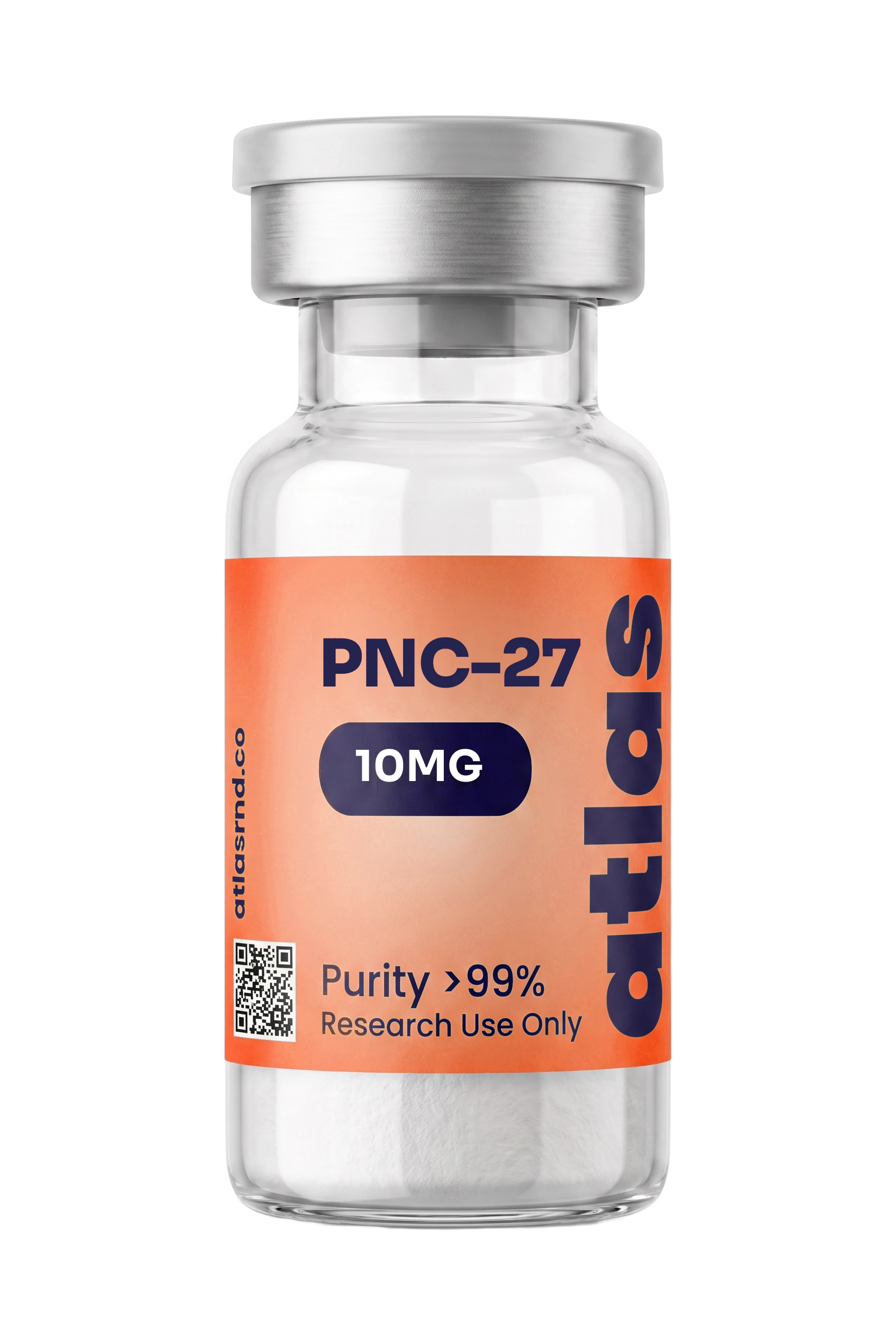 PNC-27 research vial, studio product photo